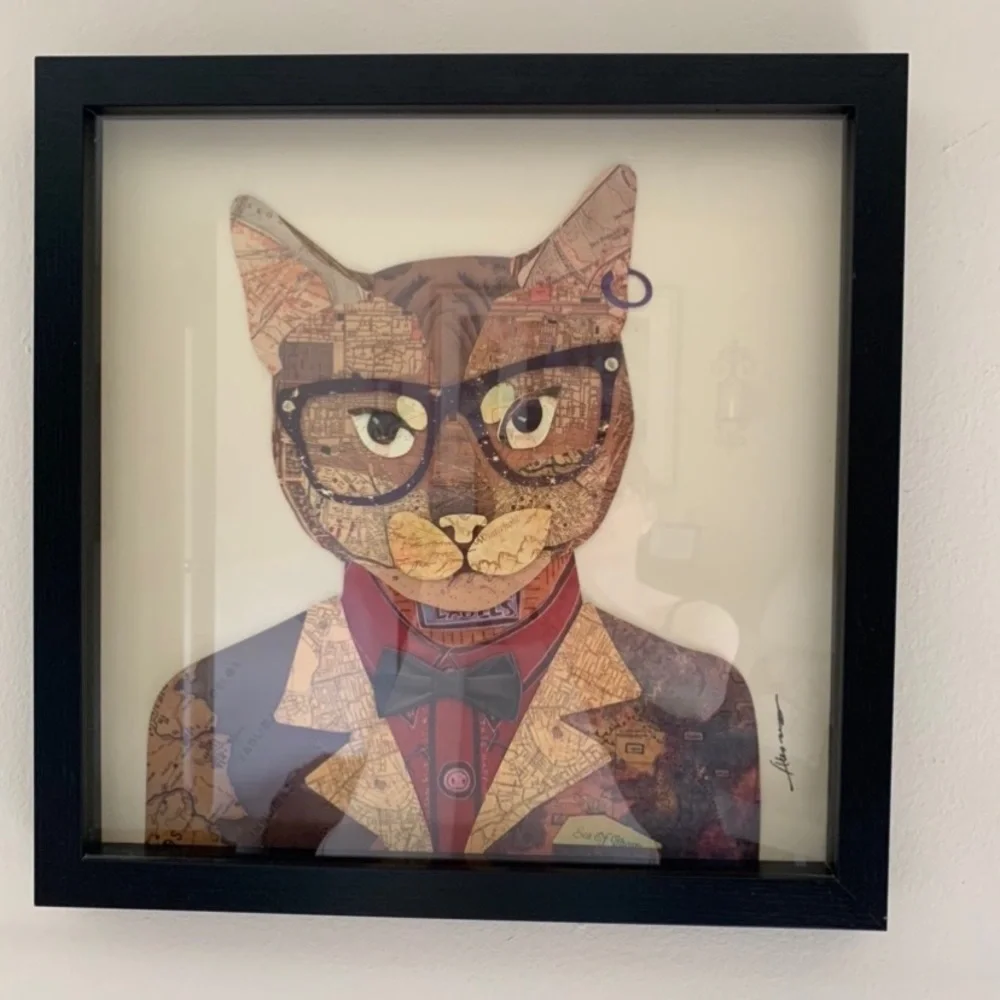 Empire Art Direct Funky Cat 2 Dimensional Paper Collage - Picture 2 of 7